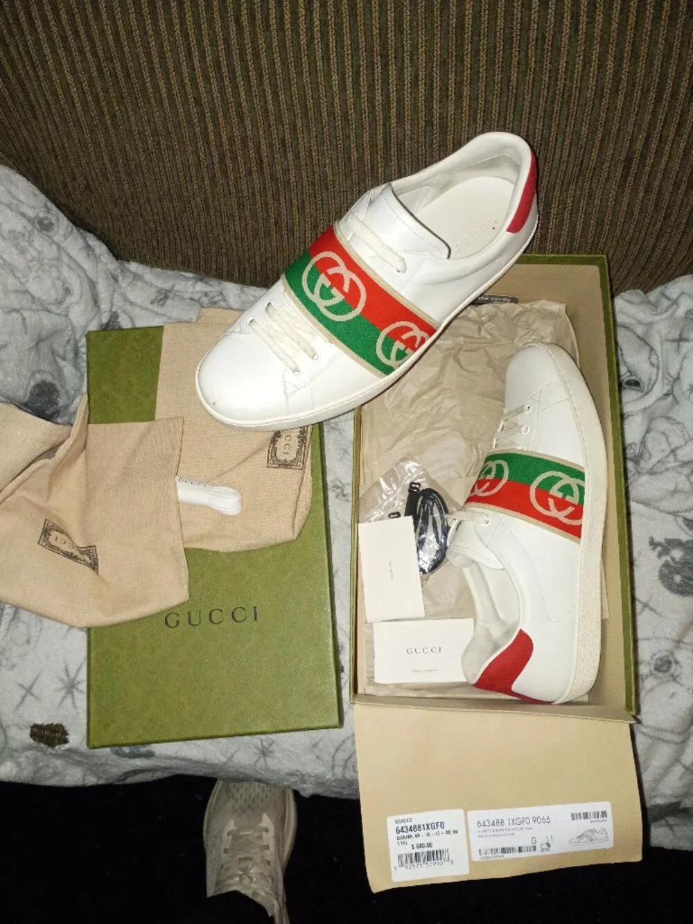 Ace Low Top Sneaker with Elastic Web Stripe & Interlocking GG Logo